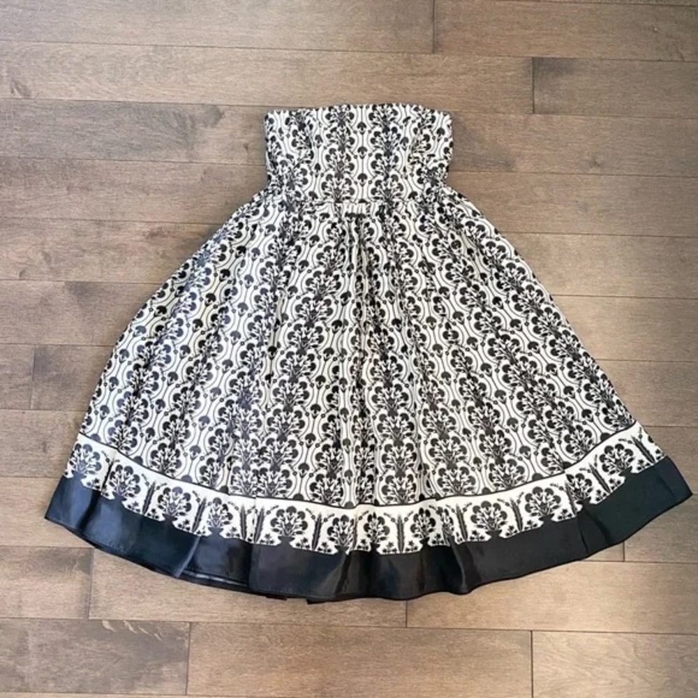J. Crew Black and White Strapless Midi Dress